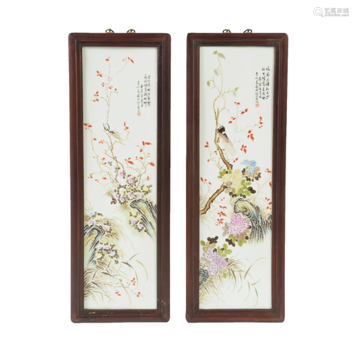 A Pair of Famille Rose Porcelain Plaques.