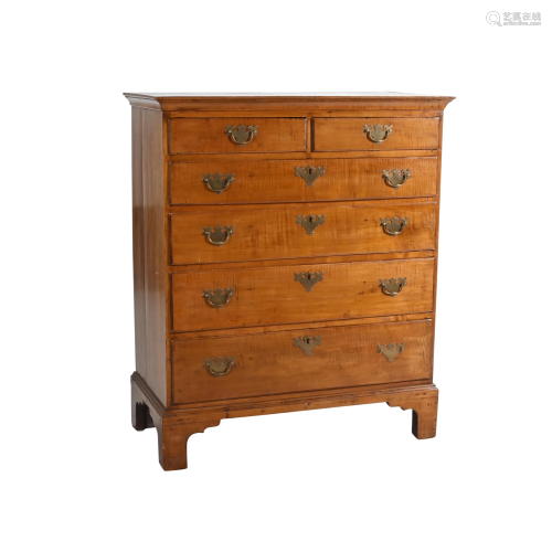 18th Century New York Federal Figured Maple Chest of