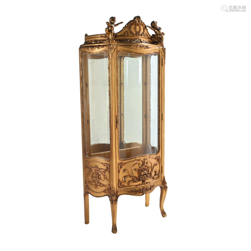 Belle Epoque Style Carved Giltwood Vitrine.