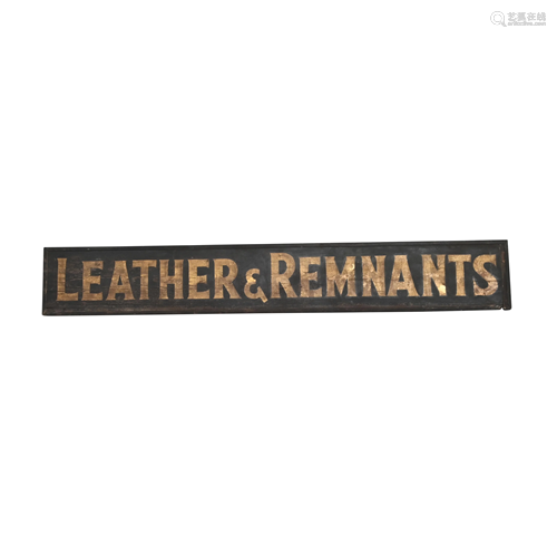 Antique Signage, Leather and Remnants Painted Wood