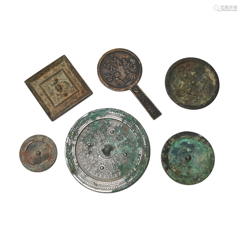 Six Japanese and Chinese Bronze Mirrors.