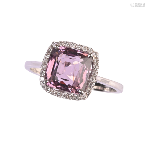 Purple Spinel, Diamond, 18k White Gold Ring.