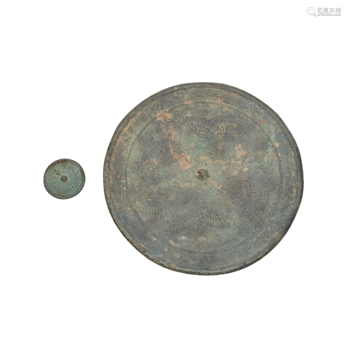 Two Chinese Circular Bronze Mirrors.