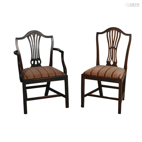 Eight Sheraton Style Mahogany Dining Chairs.