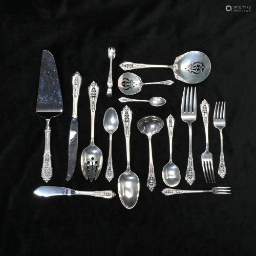 Wallace Rose Point Sterling Silver Flatware Set.