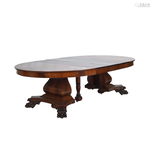 19th Century American Mahogany Veneer Dining Table.