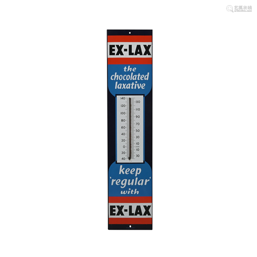 Vintage Advertising Enamel Ex-Lax Sign Thermometer.