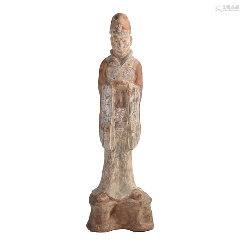 A Large Painted Pottery Funerary Figure.