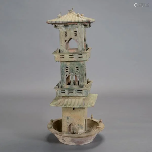 Lead-Glazed Pottery Model of a Watch Tower.