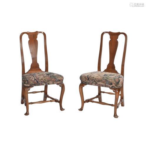 Pair of Queen Ann Mahogany Side Chairs.