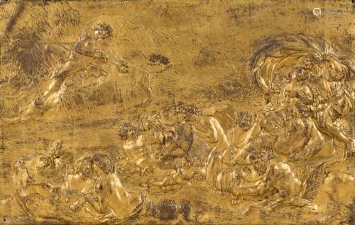 烫金、浮雕、鏨刻、镀金的铜板，代表着安菲特利特的凯旋。17世纪末-18...
