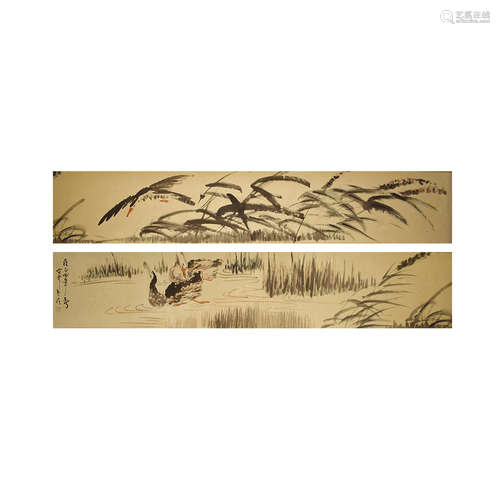 A Chinese Flowers&Birds Painting Scroll, Huang Zhen Mark