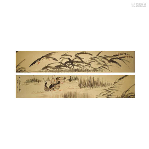 A Chinese Flowers&Birds Painting Scroll, Huang Zhen Mark