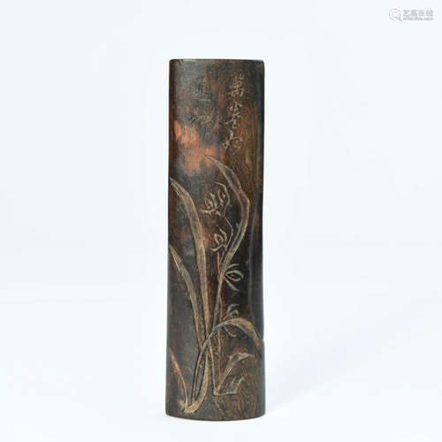 A Carved Sandalwood Flowers Arm Rest