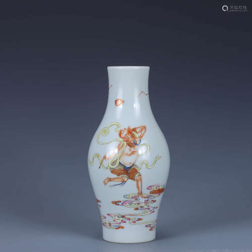 A Famille Rose Figure Olive-Shaped Vase