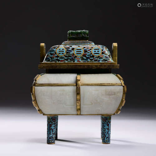 An Enameled Cloisonne Eight Trigrams Openwork Incense Burner