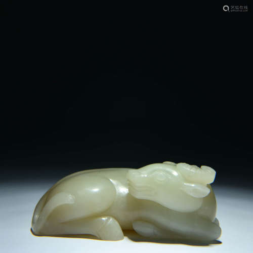 A Carved Jade Ox Ornament