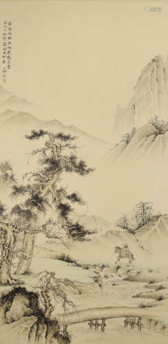 A Chinese Landscape Painting Scroll, Chen Shaomei Mark