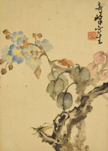 A Chinese Flowers&Birds Painting Scroll, Gao Qifeng Mark