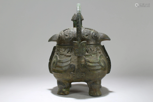 A Chinese Ancient-framing Fortune Lidded Bronze Vessel
