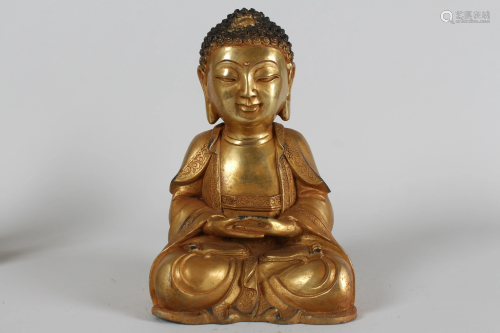 A Chinese Religious Gilt Buddha Statue