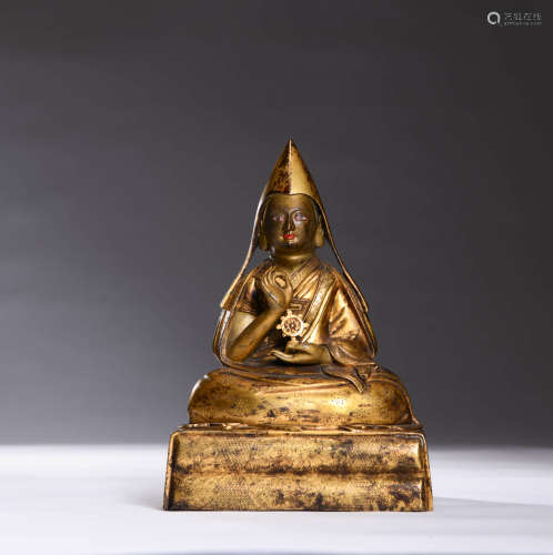 A Gild Bronze Seated Statue Of Tsongkhapa