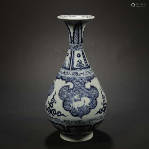 ANCIENT CHINESE,BLUE AND WHITE VASE,YUHUCHUN