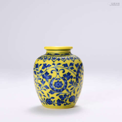 A Yellow Ground Blue And White Jar