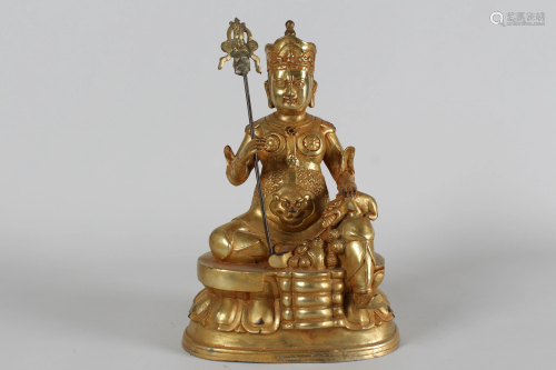 Chinese Fortune Religious Gilt Buddha Statue