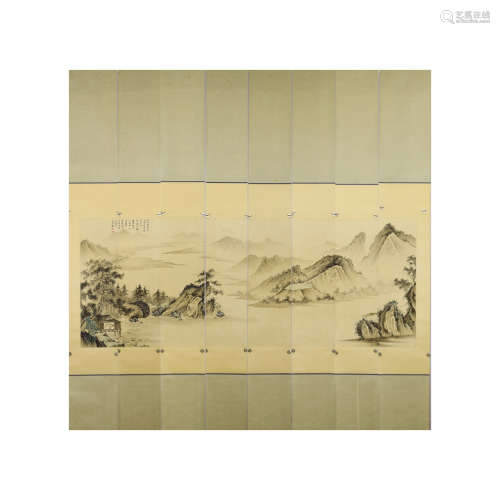 A Set Of Eight Chinese Landscape Painting Scroll, Chen Shaom...