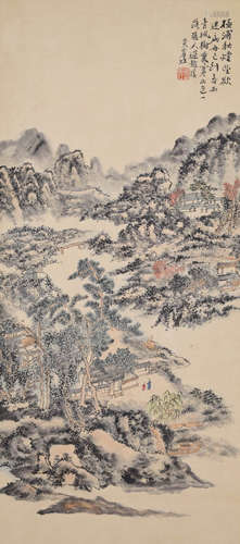 A Chinese Landscape Painting Scroll, Huang Binhong Mark