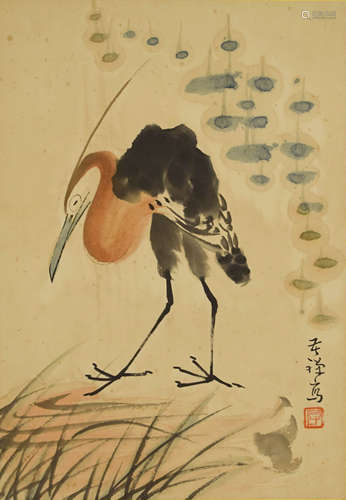 A Chinese Birds&Flowers Painting Scroll, Li Kuchan Mark