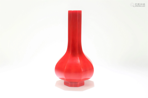 A Chinese Circular Red-overlay Fortune Vase