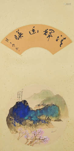 A Chinese Landscape Painting And Calligraphy Scroll, Zhang D...