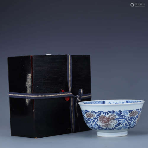 An Underglazed-Red Blue And White Interlocking Lotus Bowl