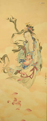 A Chinese Ladies Painting Scroll, Zhang Daqian Mark