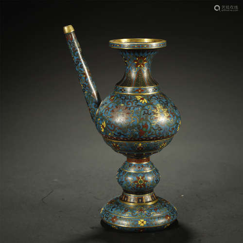 A CHINESE GILT-BRONZE CLOISONNE ENAMEL WATER POT