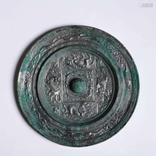 A Bronze Four Immortals And Character Mirror