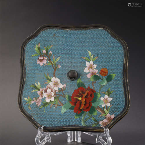 A CHINESE CLOISONNE ENAMEL BRONZE MIRROR,QING DYNASTY