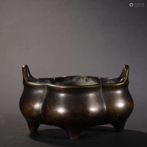A CHINESE BRONZE CENSER,QING DYNASTY