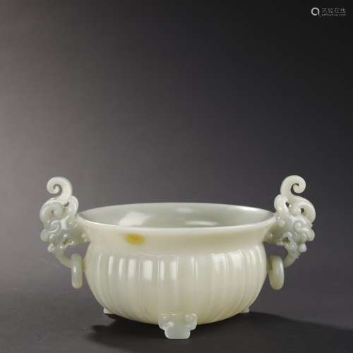 A CHINESE HETIAN JADE CENSER,QING DYNASTY