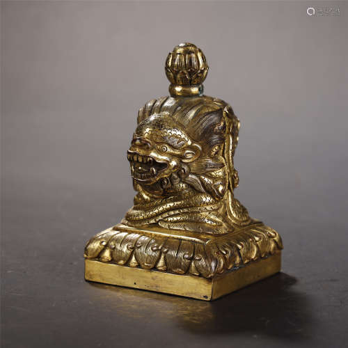 ANCIENT CHINESE,GILT-BRONZE SEAL