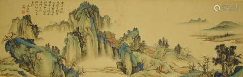 A Chinese Landscape Painting Scroll, Wu Hufan Mark