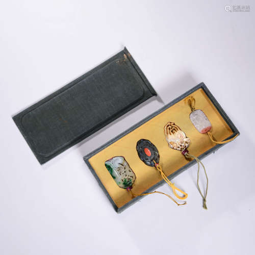 A Set Of Four Jadeite And Jade Plaques