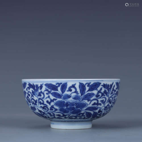 A Blue And White Flowers Bowl