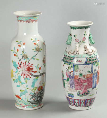 2 Chinese porcelain vases, possibly Republican
