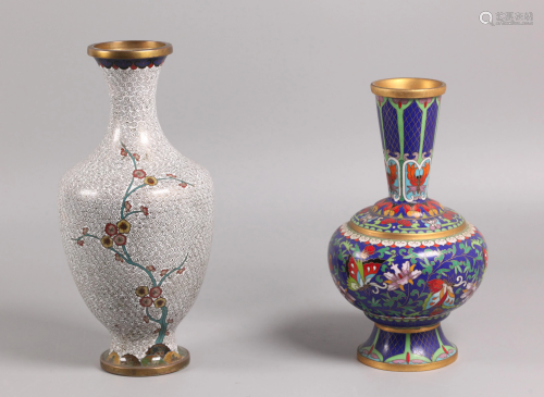 2 Chinese cloisonne vases