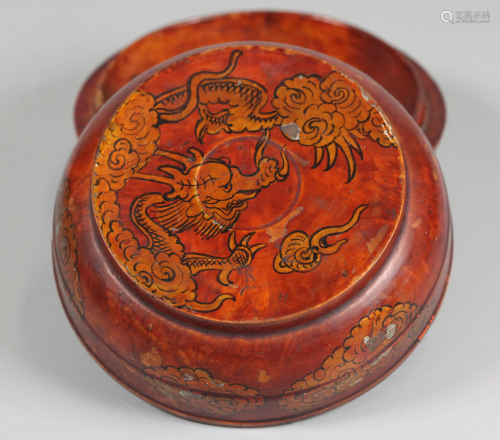 Chinese lacquer cover box, possibly 19th c.
