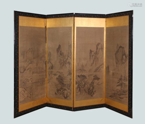 Japanese 4 panel screen, possibly 19th c.