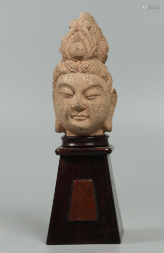 Chinese sandstone Buddha head, possibly Song dynasty